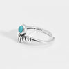 New Boho Vintage Real 925 Sterling Silver Ring Adjustable Blue Turquoise Beads Triangle Rings For Women Fine Jewelry
