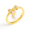 New Fashion 18 K Gold Ring Pearl Jewelry For Women Cute Bowknot Wedding Rings 925 Sterling Silver Rings Fine Jewelry