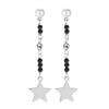 Pink&Black Crystal Beads Long Dangle Earrings For Women 18 K Gold Star Pendant Earrings 925-sterling-silver Jewelry Gift