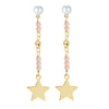 Pink&Black Crystal Beads Long Dangle Earrings For Women 18 K Gold Star Pendant Earrings 925-sterling-silver Jewelry Gift