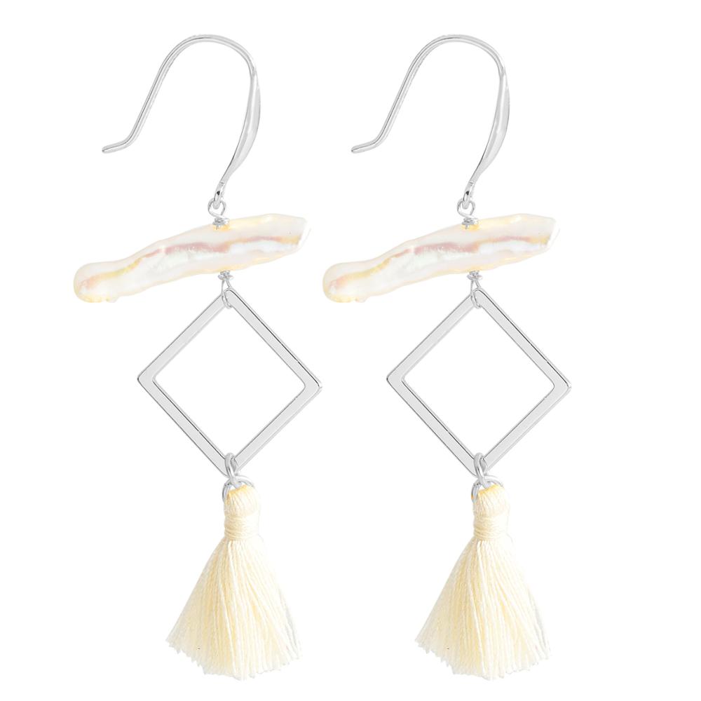 Real 925 Sterling Silver Geometric Drop Earrings For Women Fashion Pearl Earrings Fine Jewelry Party Gift