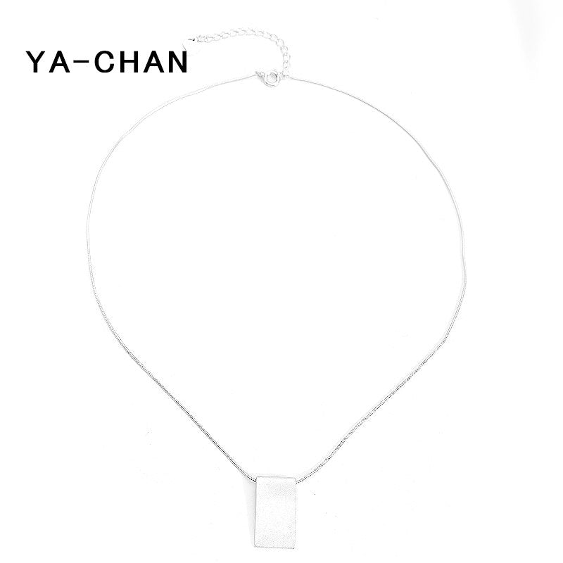 Trendy 925 Sterling Silver Snake Chain Necklace Fine Jewelry Geometric Square Pendant Statement Necklace For Women Men