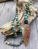 YA2818 Arrow Jaspers Stone Black Aerolite African Turquoises Beads Stone Handmade Knot Necklaces