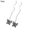 925 Sterling Silver Butterfly Threader Dangle Drop Earrings Birthd Party Hiphop Jewelry Gift Women Girl Mom Dropshipping