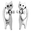925 Sterling Silver Cat Stud Earrings Halloween Party Fine Jewelry Gift for Women Daughter Girls Dropshipping CE157