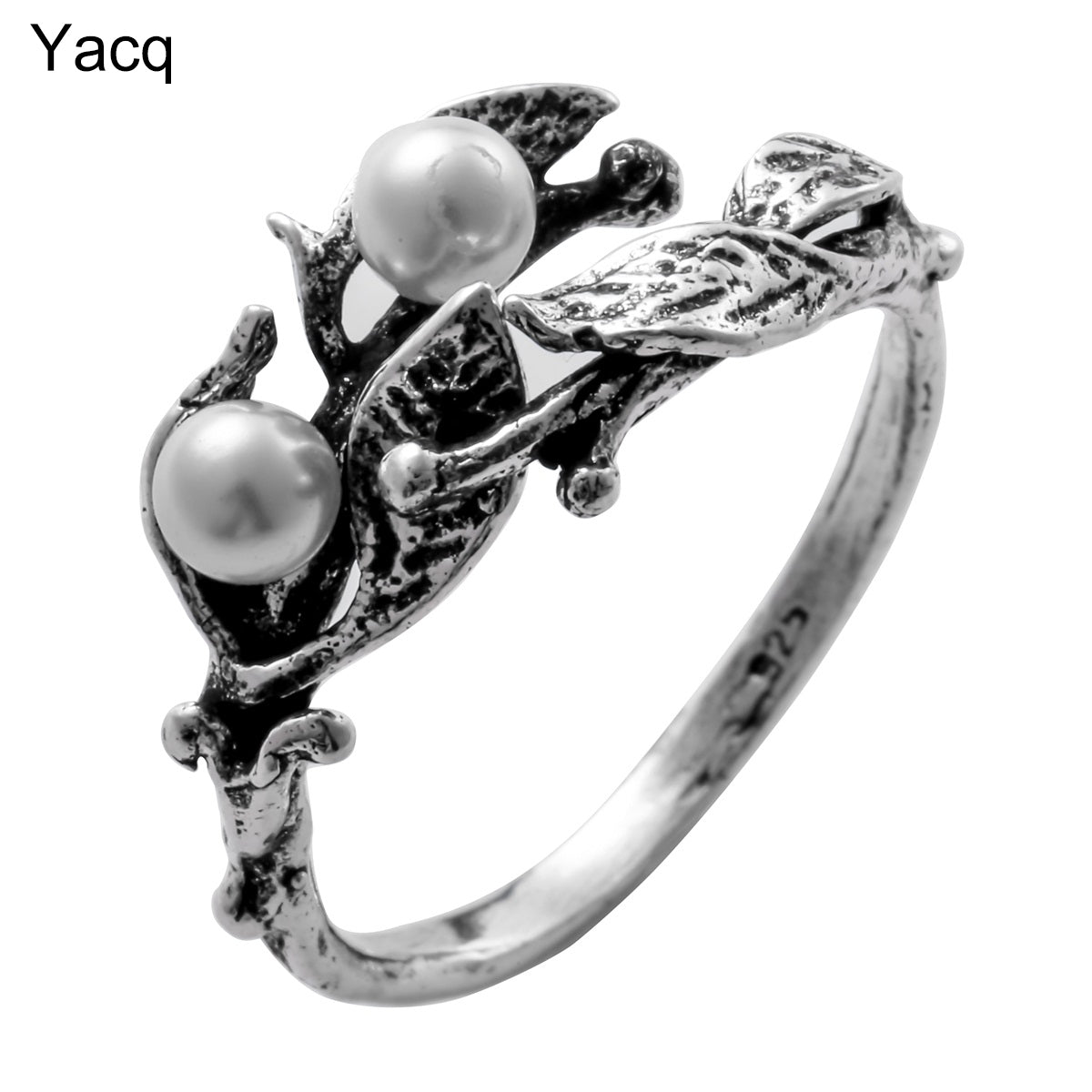 925 Sterling Silver Cultured Pearl Flower Leaf Ring Birthd Party Jewelry Gift Women Girlfriend Her Wife Dropshipping CR08