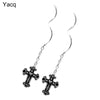 925 Sterling Silver Skull Cross Threader Dangle Earrings Birthd Party Biker Jewelry Gifts for Women Her Dropshipping