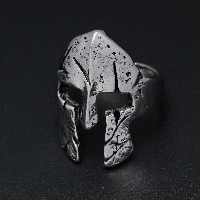Spartan Hero Helmet Mask Ring for Men Vintage Punk Biker Jewelry Male Co Antique Silver Gold Color Finger Rings