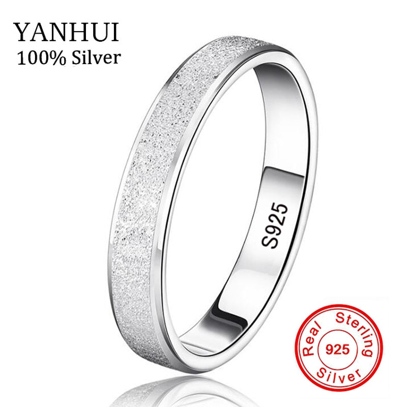 100% Natural Silver Rings for Men and Women Real 925 Sterling Silver Jewelry Unique Frosted Flakes Couple Finger Rings