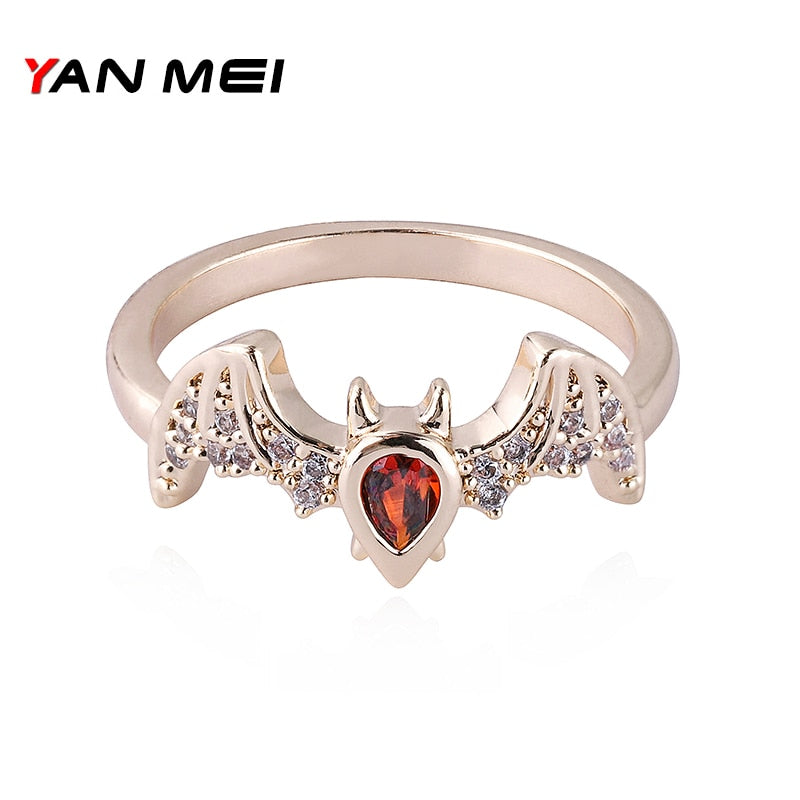 YANMEI Bat AAA Cubic Zirconia Rings For Women Silver/Gold Color Insect Ring Fashion Jewelry YMJ1818