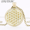 1pcs/lot Fashion Mandala FLOWER OF LIFE - gold Classic Round pendant glass cabochon necklace Fine Jewelry Private custom