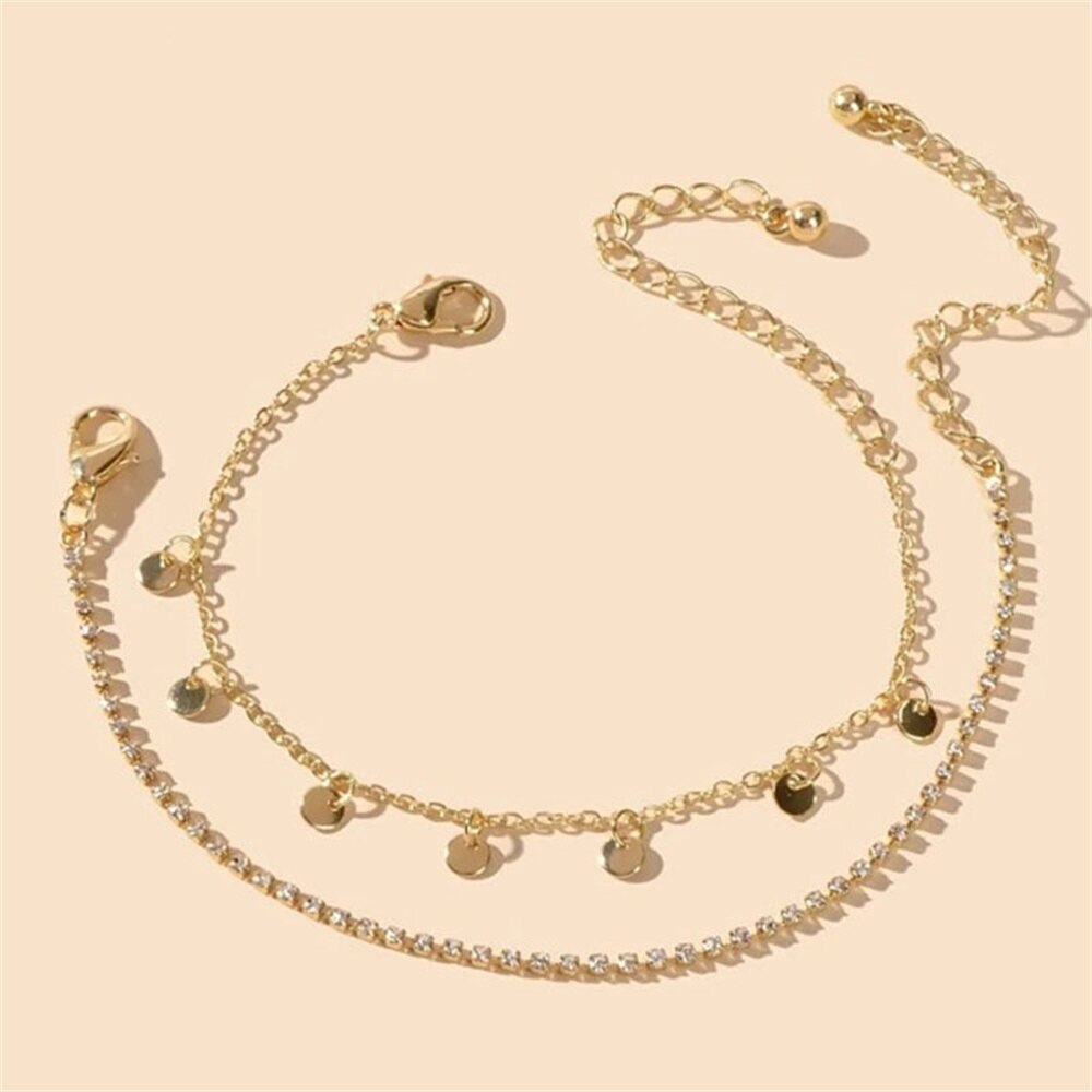YC-UPGO Vintage Boho Golden Simple Round Sequin Crystal Bracelet For Women  2021 Cute Party Bracelets Jewelry Girl's Gift