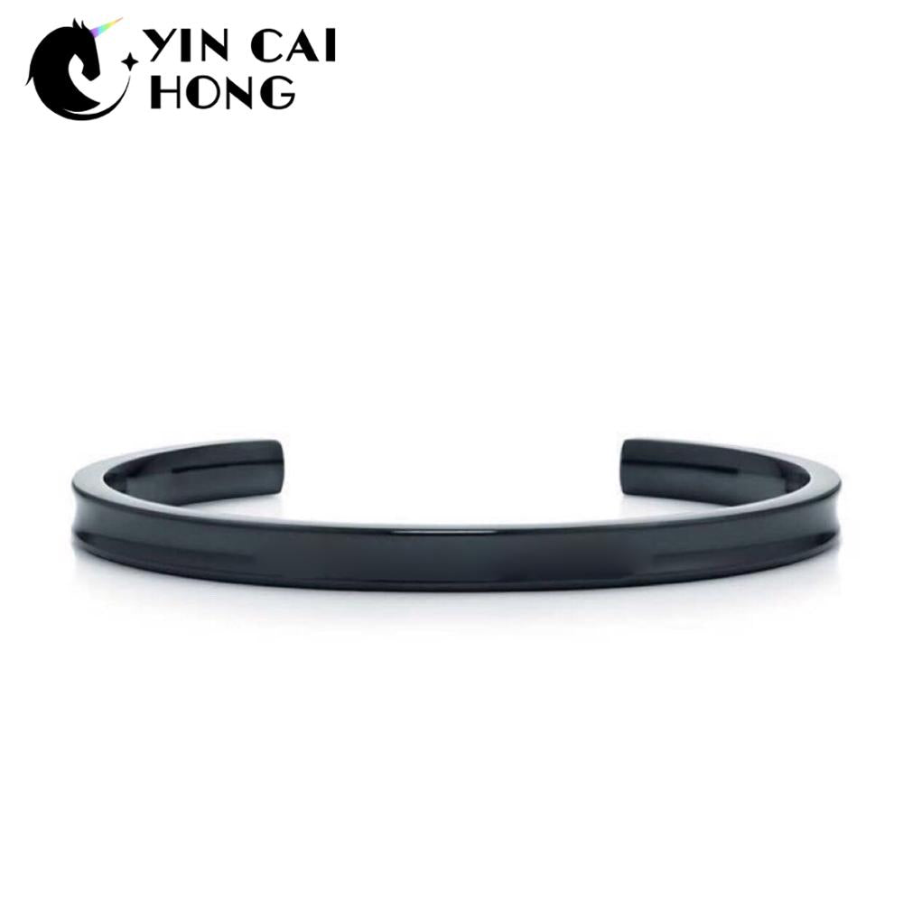 YCH Charm 925 Sterling Silver Classic Logo Black Vintage Open Bracelet Original Women Fashion Wedding Prom Jewelry TIFF