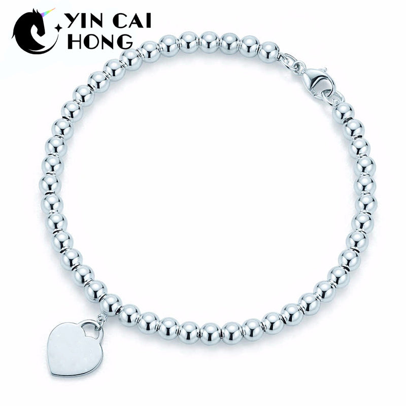 YCH Charm Gift 925 Sterling Silver Ball Heart Shape TIFF Attractive Elegance Temperament Bracelet World Jewelry