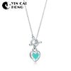 YCH Charm Gift 925 Sterling Silver Blue Heart Lock TIFF Attractive Elegance Temperament Necklace World Jewelry