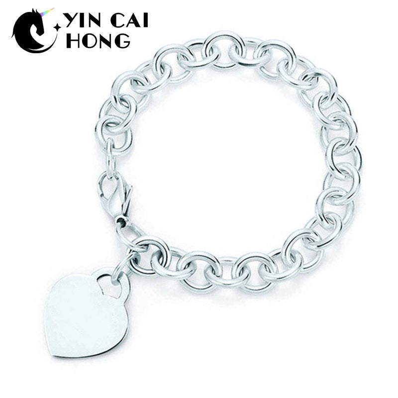 YCH Charm Gift 925 Sterling Silver Circle Heart Shape TIFF Attractive Elegance Temperament Bracelet World Jewelry