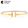 YCH Charm Gift 925 Sterling Silver Golden T Logo TIFF Attractive Elegance Temperament Bracelet World Jewelry