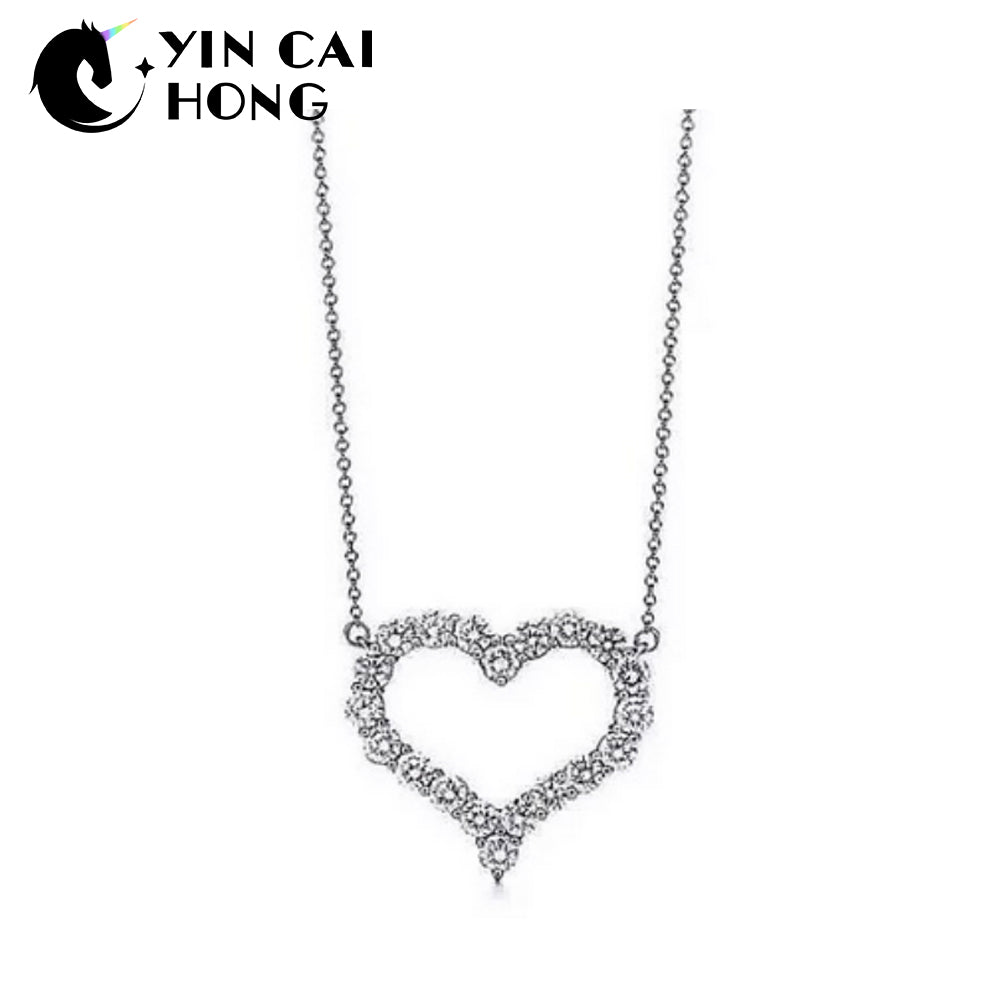 YCH Charm Gift 925 Sterling Silver Heart Shaped Numerals TIFF Attractive Elegance Temperament Necklace World Jewelry