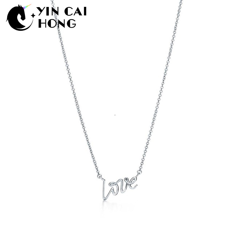 YCH Charm Gift 925 Sterling Silver LOVE TIFF Attractive Elegance Temperament Necklace World Jewelry