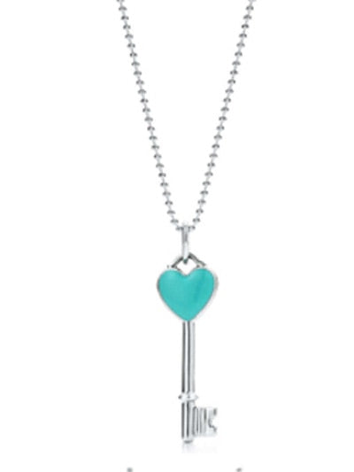 YCH Charm Gift 925 Sterling Silver Lollipop Heart Shaped Round Geometric Key Tiff Necklace Silver Jewelry Matching World Jewelry