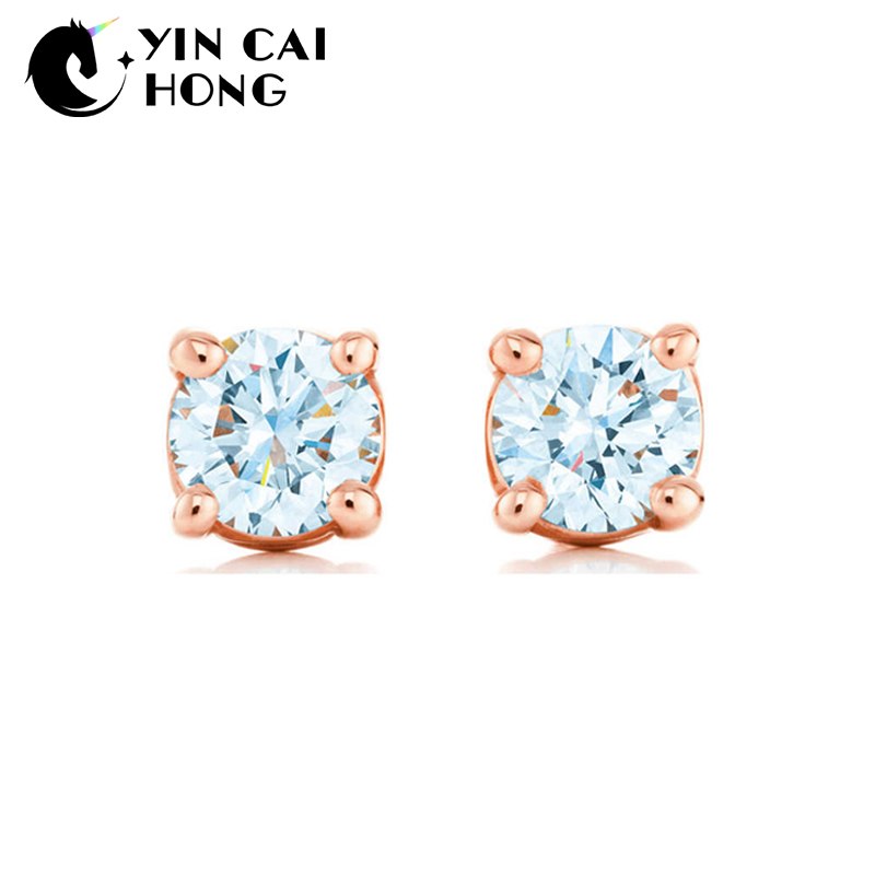 YCH Charm Gift 925 Sterling Silver Rose Gold Big Gemstone TIFF Attractive Elegance Temperament Earrings World Jewelry