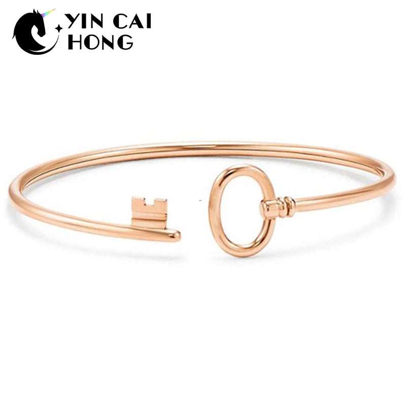 YCH Charm Gift 925 Sterling Silver Rose Gold Key TIFF Attractive Elegance Temperament Bracelet World Jewelry