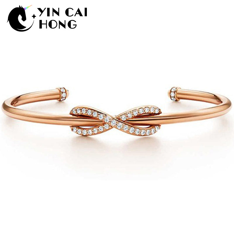 YCH Charm Gift 925 Sterling Silver Rose Gold X Logo TIFF Attractive Elegance Temperament Bracelet World Jewelry