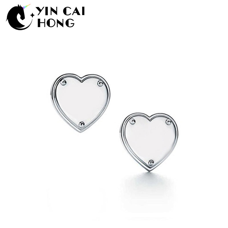 YCH Charm Gift 925 Sterling Silver Solid Heart Shape TIFF Attractive Elegance Temperament Earrings World Jewelry