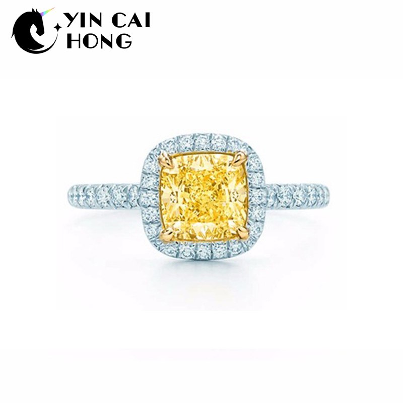 YCH Charm Gift 925 Sterling Silver Yellow Gemstone Brilliant TIFF Attractive Elegance Temperament Ring World Jewelry