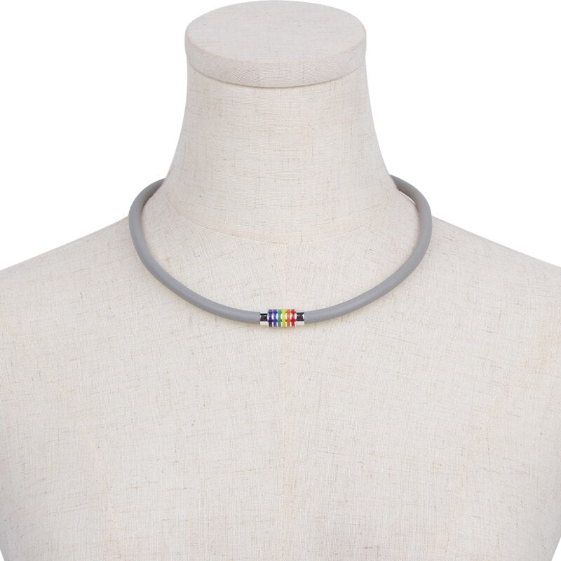 YD&YDBZ Simple Multicolor Rubber Choker For Women Punk Style Colorful Metal Pendant Necklaces Sweater Chain Jewelry Accessories