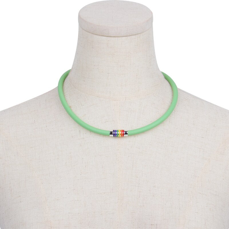 YD&YDBZ Simple Multicolor Rubber Choker For Women Punk Style Colorful Metal Pendant Necklaces Sweater Chain Jewelry Accessories