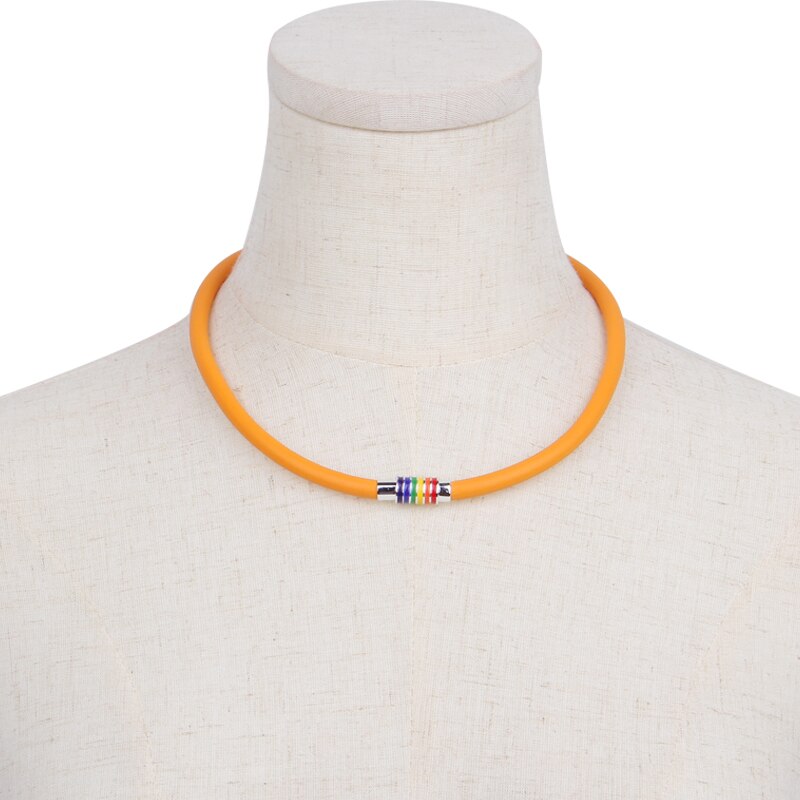 YD&YDBZ Simple Multicolor Rubber Choker For Women Punk Style Colorful Metal Pendant Necklaces Sweater Chain Jewelry Accessories