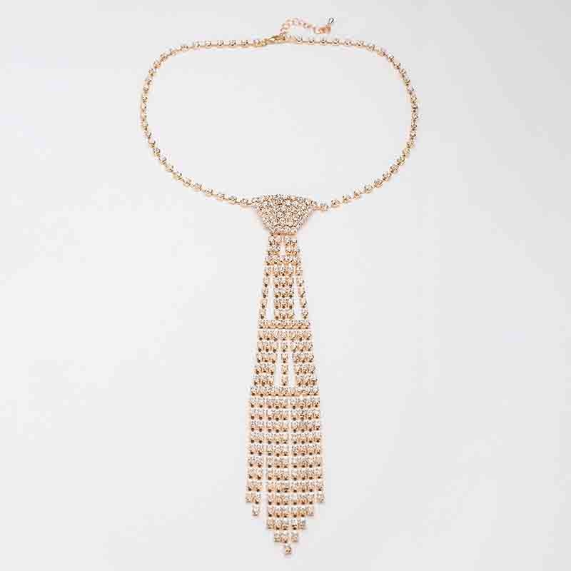 YFJEWE New Design Wedding Jewelry Necklace Bride Rhinestone Tie Accessories Wedding Jewellery Statement Necklace for Gift N340