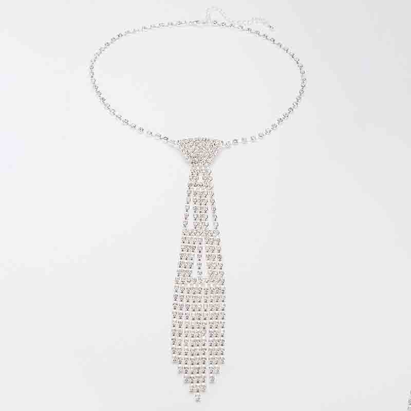 YFJEWE New Design Wedding Jewelry Necklace Bride Rhinestone Tie Accessories Wedding Jewellery Statement Necklace for Gift N340
