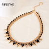 YFJEWE The Style Jewelry for women black rhinstone crystal Gold Color Necklace chain rivets Party Accessories #N029