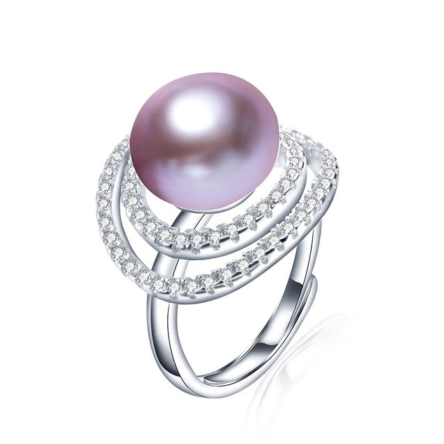 11-12mm Big Size Top Quality Solid Natural Pearl Wedding Rings For Women Elegant 925 Sterling Sliver Ring