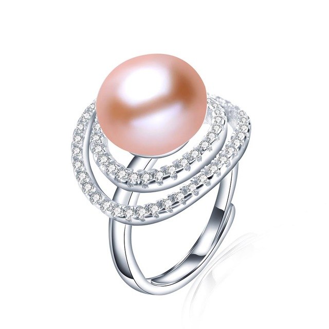 11-12mm Big Size Top Quality Solid Natural Pearl Wedding Rings For Women Elegant 925 Sterling Sliver Ring