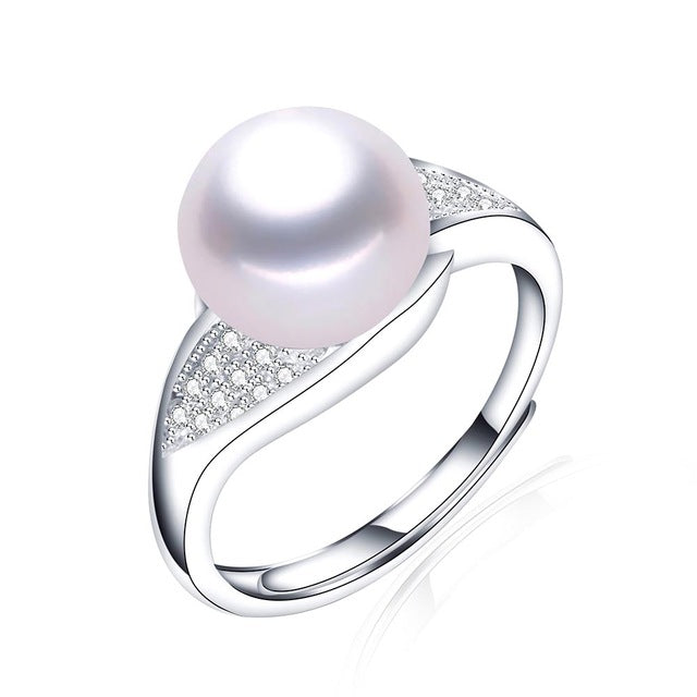 2020 New Arrive AAAA real pearl ring for women adjustable S925 sliver ring with 8-9mm natural pearl jewelry
