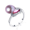 Pearl Ring Clear Red Crysta Women's Rings 925 Sterling Silver Brilliant Stackable Ring Fashion Pearl Jewelry