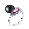 Pearl Ring Clear Red Crysta Women's Rings 925 Sterling Silver Brilliant Stackable Ring Fashion Pearl Jewelry