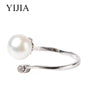 Ring Female Fashion Jewelery 925 Sterling Silver Rings For Women With Crystal Perfectly Round Pearl 8-8.5mm Wedding Rings