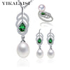 2020 100% natural pearl set 8-9mm pearl 925 Sterling Silver jewelry ring stud Earrings Pendant For Women