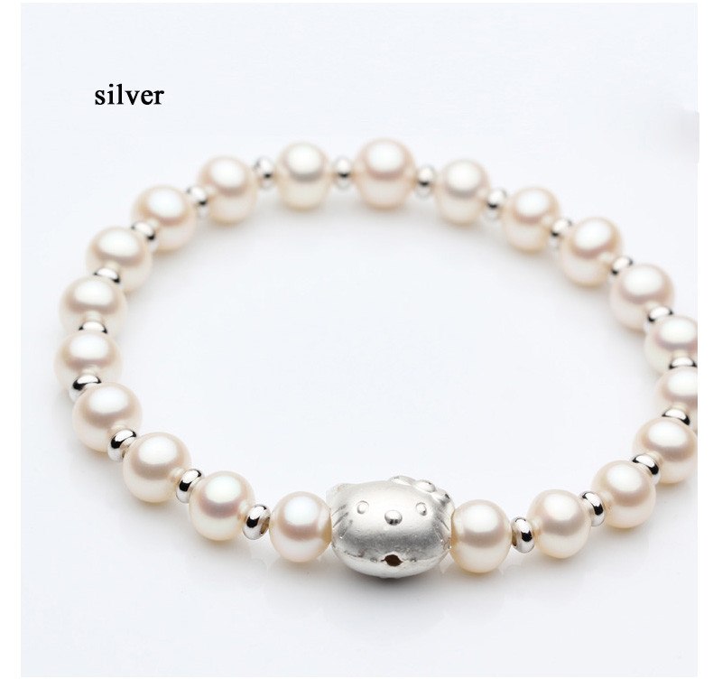 2020 Charm Bracelet Pearl Jewelry Hello Kitty Bracelet 100% Natural Pearl Bracelet For Women for girls