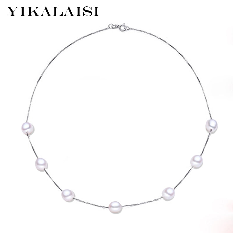 2020 Natural freshwater Pearl choker Necklace 925 sterling silver Jewelry For Women 8-9mm Water Drop Pearl Best Gift