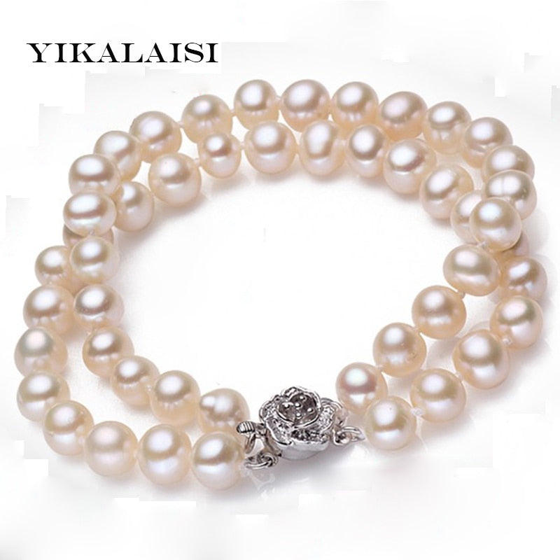 2020 New Fashion 100% Natural White Pearl Bracelet with 925 sterling silver jewelry Clasp Cultured pearl