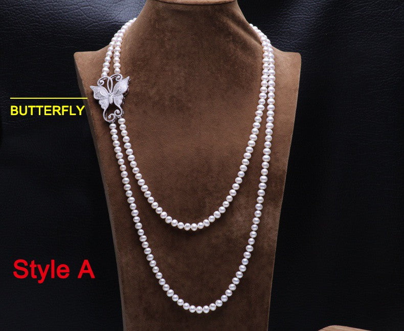 2020 New Fashion 100% genuine pearl jewelry necklace 160/210cm long pearl necklace Nearround shape pearls