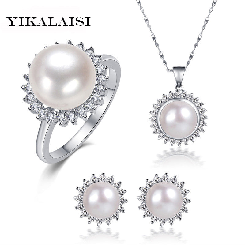 2020 Pearl Jewelry Sets Natural Pearls Necklace Earrings 925 sterling Silver Jewelry Pendants For Women
