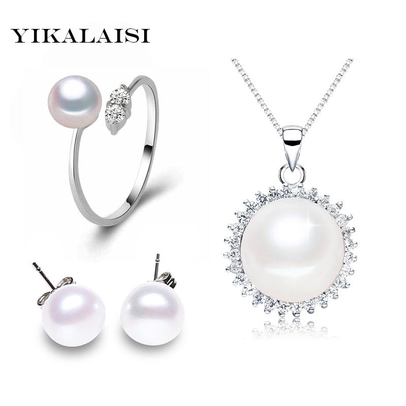 2020 Pearl Jewelry Sets Natural Pearls Necklace Earrings 925 sterling Silver jewelry Pendant For Women Gift