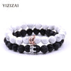 YIZIZAI Couple Bracelet Crown Bracelets For Women Charm Stone Beads Men Jewelry  Pulseira Masculina Bileklik Pulseira Feminina
