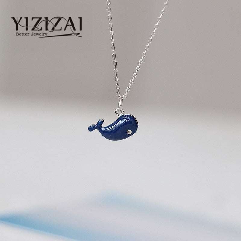 YIZIZAI Cute SilverPlating Blue whale Pendant Necklace for Women SilverWomens Necklace Girls Chain Gift Jewelry Women